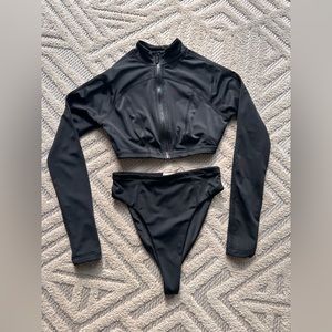 House of CB 2-piece surfer bikini/high rise bottoms - Black